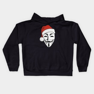 Merry Christmas With A Santa Claus Anonymous Mask 2 Kids Hoodie